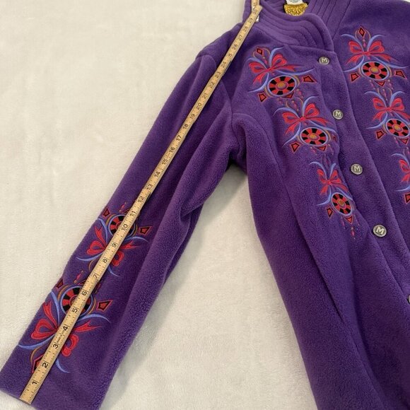 Bob Mackie Jacket Womens Large Wearable Art Fleece Jacket Embroidered Purple Red - Picture 7 of 8